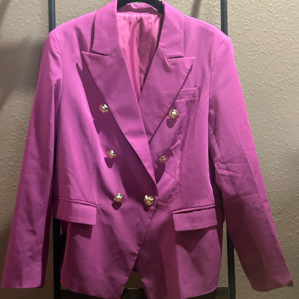 Women's Double-Breasted Purple Blazer